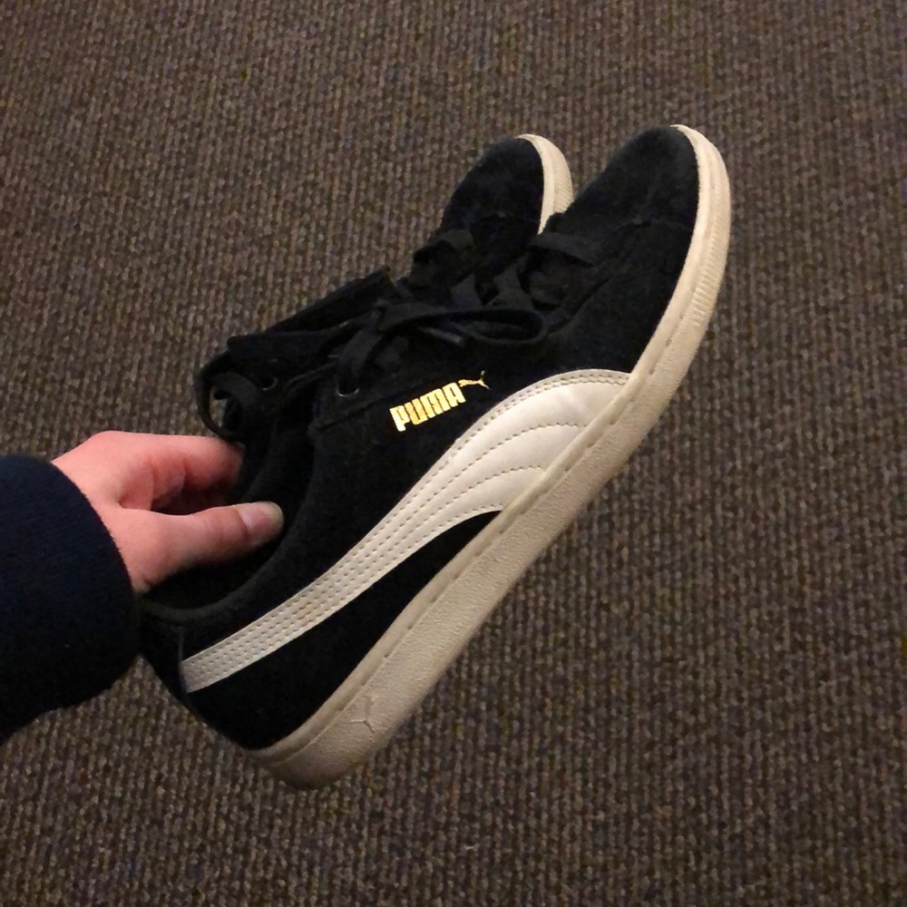 Black and White Suede Pumas